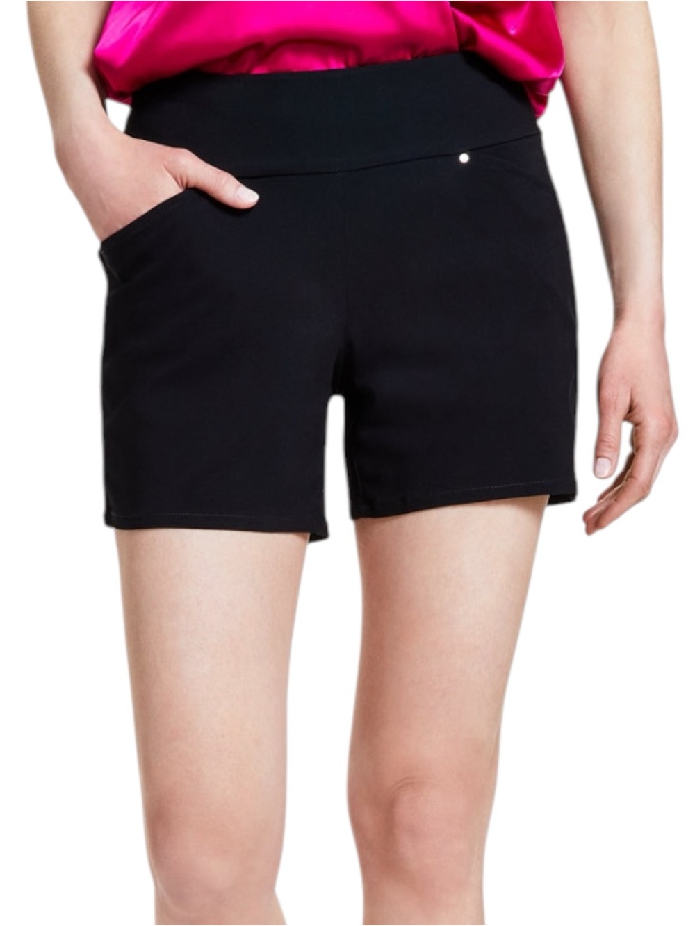 INC International Concepts Women's Curvy Mid-Rise Pull-On Shorts, Black, Sz 8